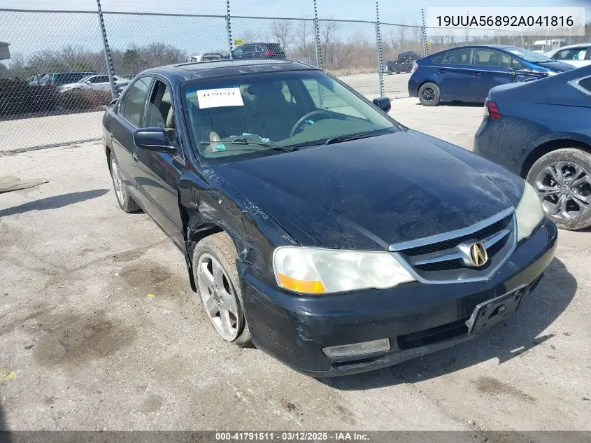 2002 Acura Tl 3.2 Type S VIN: 19UUA56892A041816 Lot: 41791511