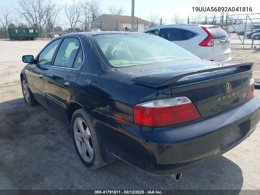 2002 Acura Tl 3.2 Type S VIN: 19UUA56892A041816 Lot: 41791511