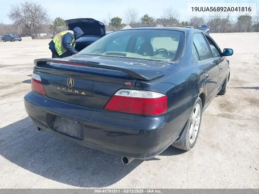 2002 Acura Tl 3.2 Type S VIN: 19UUA56892A041816 Lot: 41791511