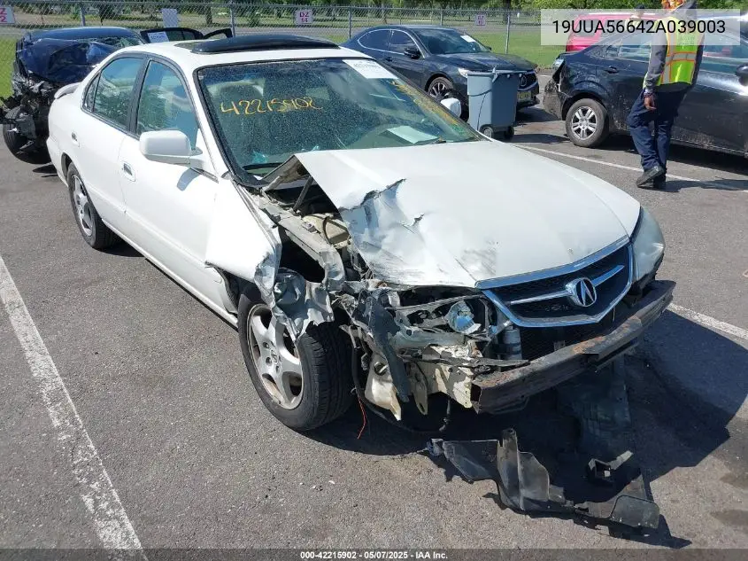 2002 Acura Tl 3.2 VIN: 19UUA56642A039003 Lot: 42215902