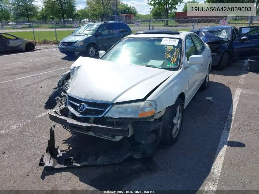 2002 Acura Tl 3.2 VIN: 19UUA56642A039003 Lot: 42215902