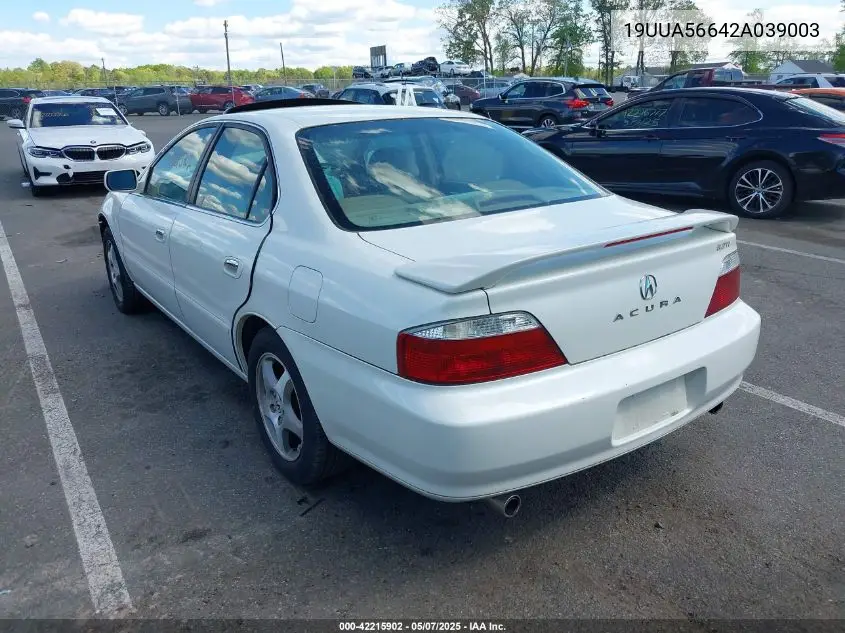 2002 Acura Tl 3.2 VIN: 19UUA56642A039003 Lot: 42215902
