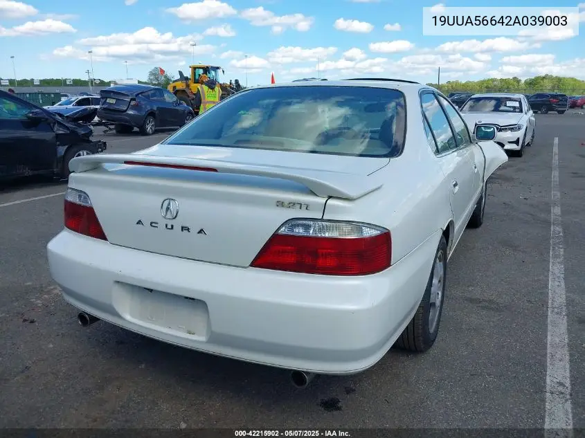 2002 Acura Tl 3.2 VIN: 19UUA56642A039003 Lot: 42215902