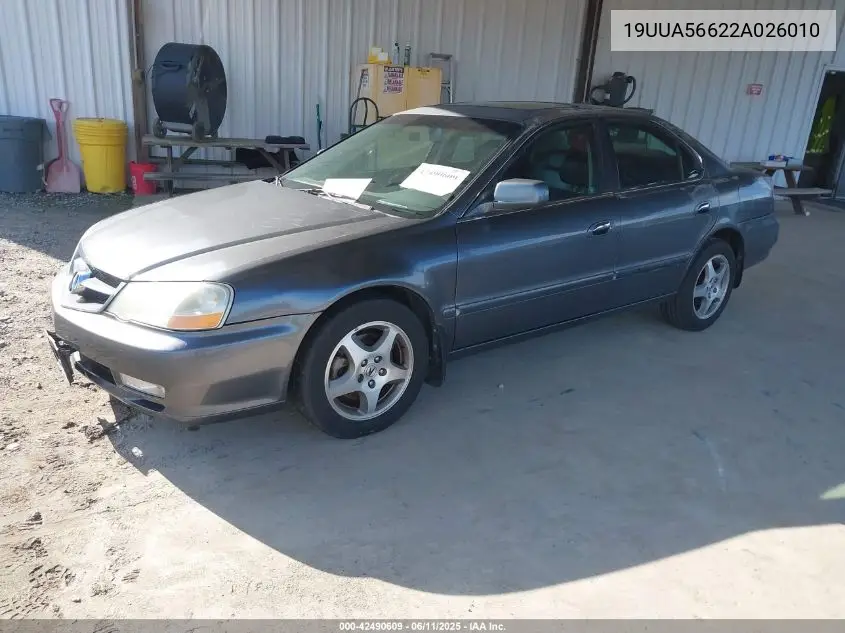 2002 Acura Tl 3.2 VIN: 19UUA56622A026010 Lot: 42490609