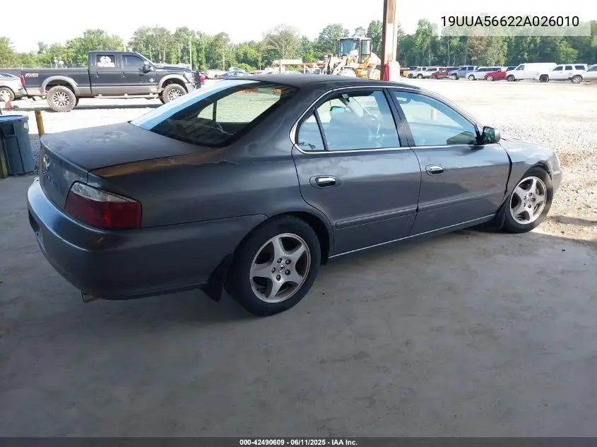 2002 Acura Tl 3.2 VIN: 19UUA56622A026010 Lot: 42490609
