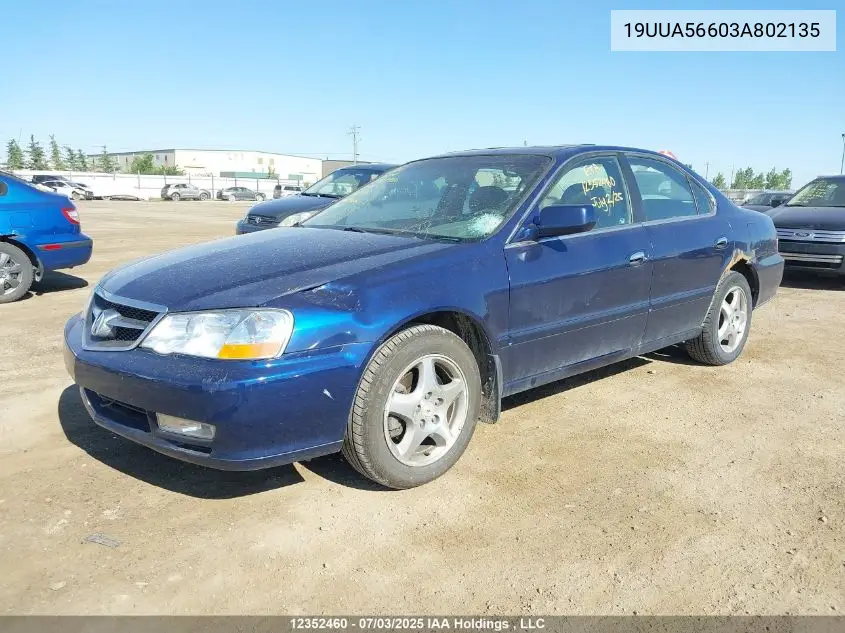 2003 Acura 3.2Tl VIN: 19UUA56603A802135 Lot: 12352460