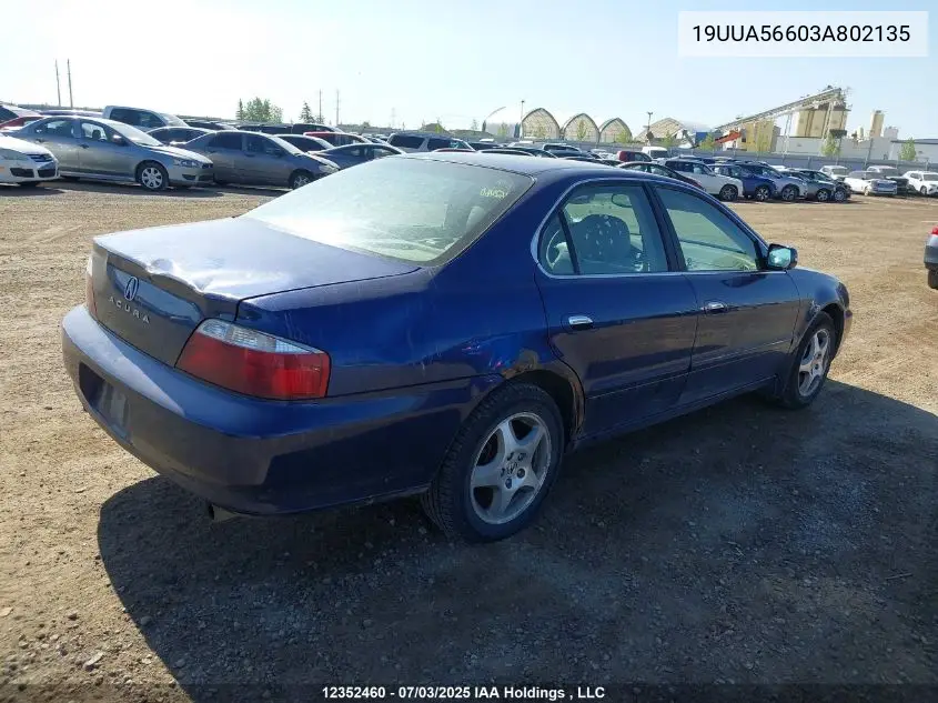 2003 Acura 3.2Tl VIN: 19UUA56603A802135 Lot: 12352460