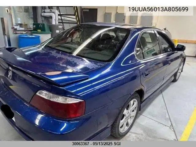 2003 Acura 3.2Tl Type-S VIN: 19UUA56013A805699 Lot: 30063367