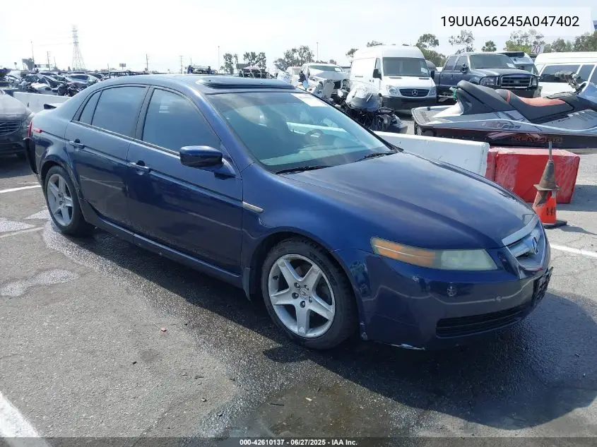 2005 Acura Tl VIN: 19UUA66245A047402 Lot: 42610137