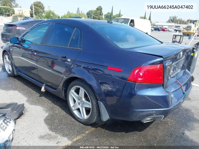 2005 Acura Tl VIN: 19UUA66245A047402 Lot: 42610137