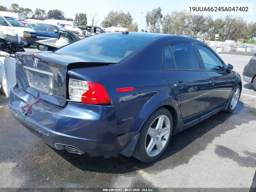 2005 Acura Tl VIN: 19UUA66245A047402 Lot: 42610137