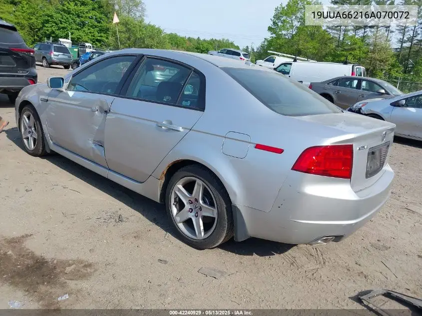 2006 Acura Tl VIN: 19UUA66216A070072 Lot: 42240929