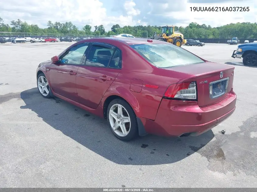 2006 Acura Tl VIN: 19UUA66216A037265 Lot: 42251620
