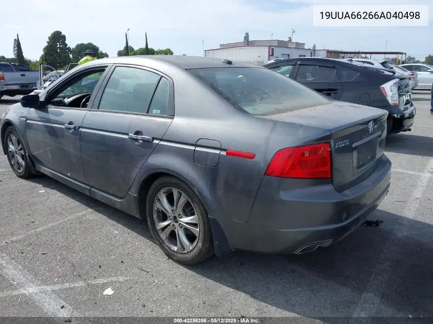 2006 Acura Tl VIN: 19UUA66266A040498 Lot: 42256356