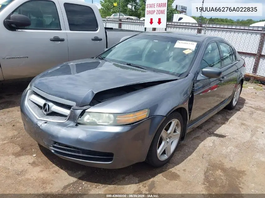 2006 Acura Tl VIN: 19UUA66276A022835 Lot: 42608330