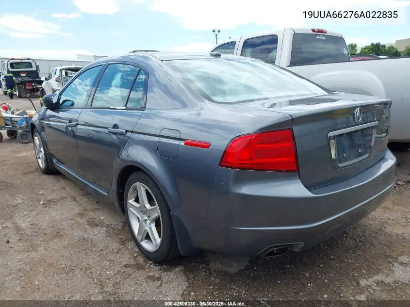 2006 Acura Tl VIN: 19UUA66276A022835 Lot: 42608330