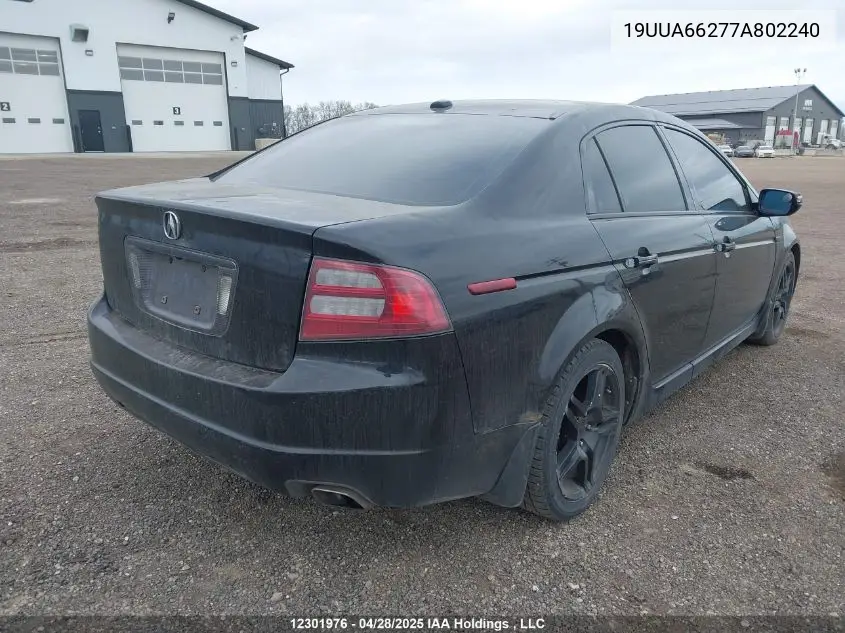 2007 Acura Tl VIN: 19UUA66277A802240 Lot: 12301976