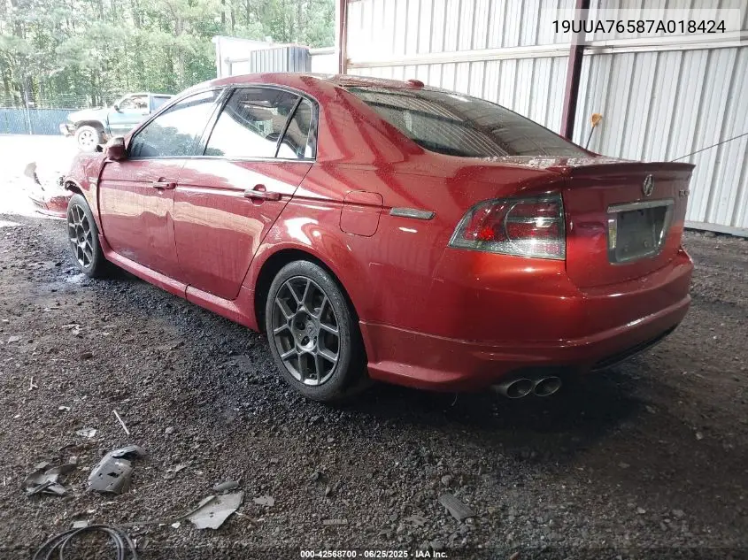 2007 Acura Tl Type S VIN: 19UUA76587A018424 Lot: 42568700