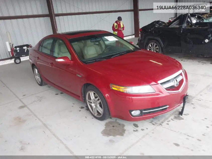 2008 Acura Tl 3.2 VIN: 19UUA66228A036340 Lot: 42216709