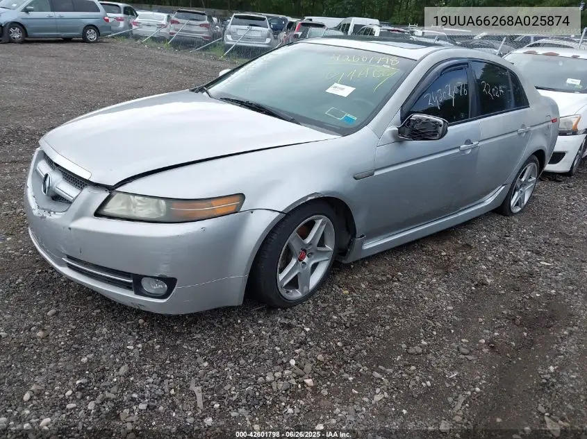 2008 Acura Tl 3.2 VIN: 19UUA66268A025874 Lot: 42601798