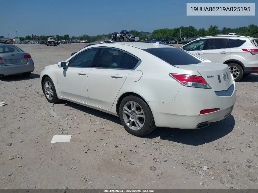 2009 Acura Tl 3.5 VIN: 19UUA86219A025195 Lot: 42589204