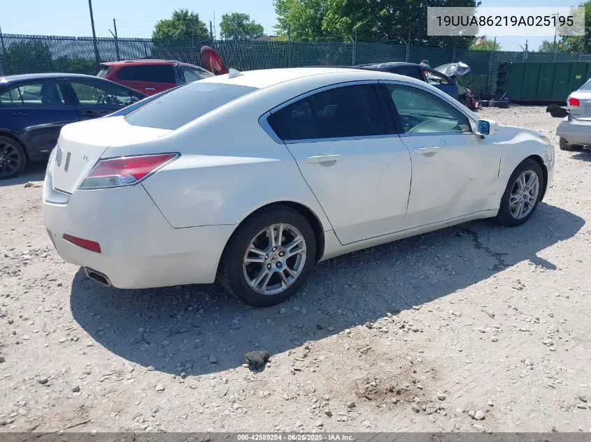 2009 Acura Tl 3.5 VIN: 19UUA86219A025195 Lot: 42589204
