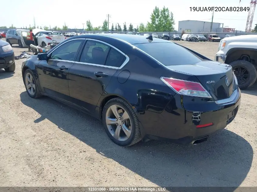 2012 Acura Tl VIN: 19UUA9F20CA802849 Lot: 12331060