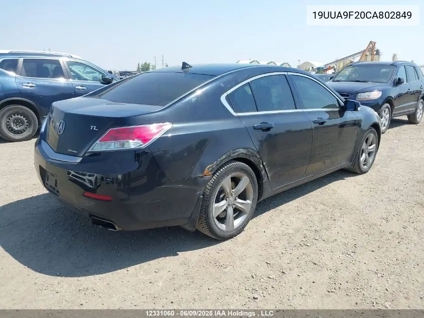 2012 Acura Tl VIN: 19UUA9F20CA802849 Lot: 12331060