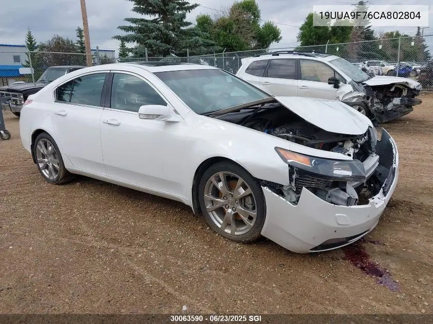 2012 Acura Tl VIN: 19UUA9F76CA802804 Lot: 30063590