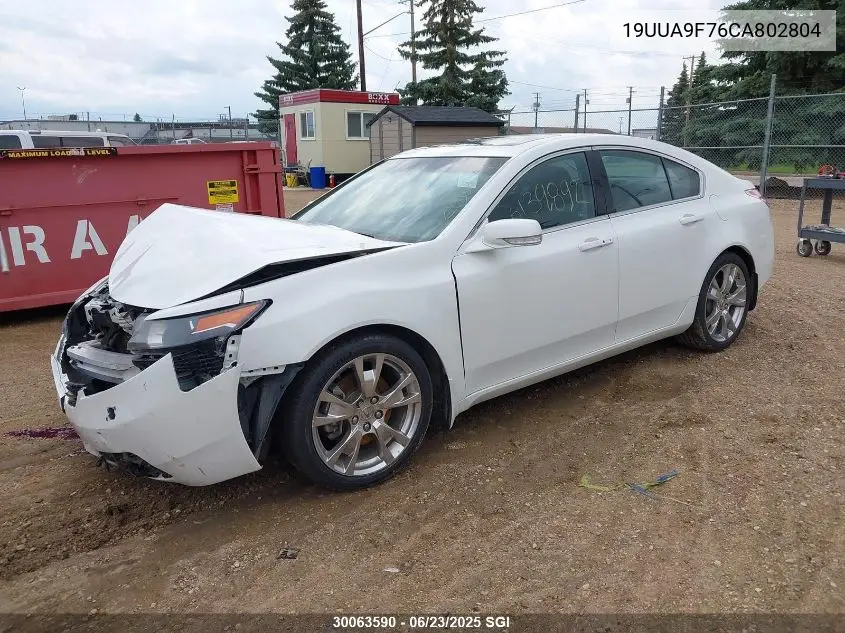 2012 Acura Tl VIN: 19UUA9F76CA802804 Lot: 30063590
