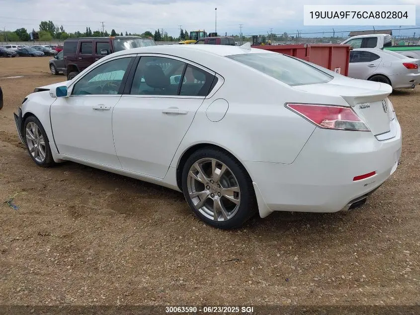 2012 Acura Tl VIN: 19UUA9F76CA802804 Lot: 30063590