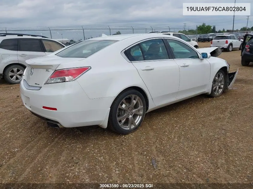 2012 Acura Tl VIN: 19UUA9F76CA802804 Lot: 30063590