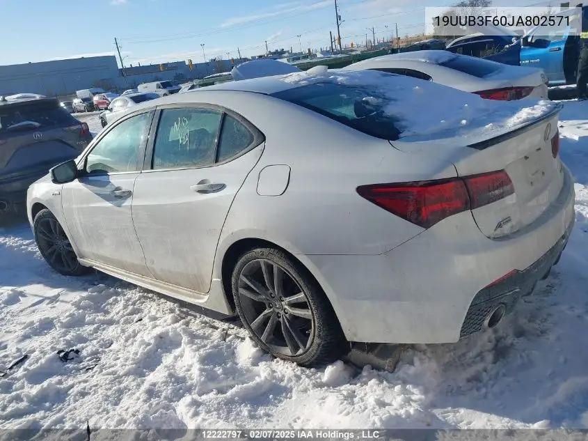 2018 Acura Tlx Tech+A/Tch+Ar VIN: 19UUB3F60JA802571 Lot: 12222797