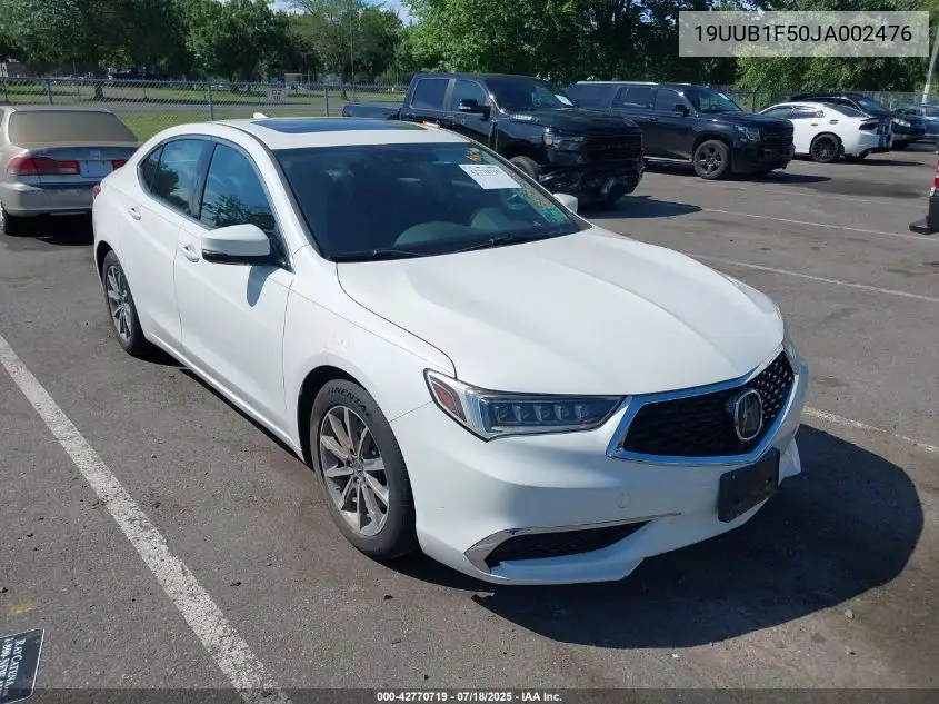 2018 Acura Tlx Tech Pkg VIN: 19UUB1F50JA002476 Lot: 42770719