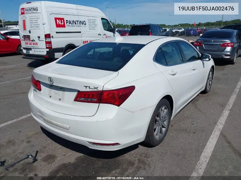 2018 Acura Tlx Tech Pkg VIN: 19UUB1F50JA002476 Lot: 42770719