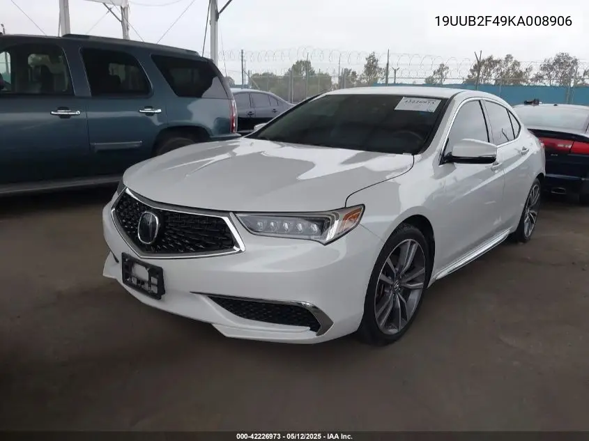 2019 Acura Tlx Tech Pkg VIN: 19UUB2F49KA008906 Lot: 42226973