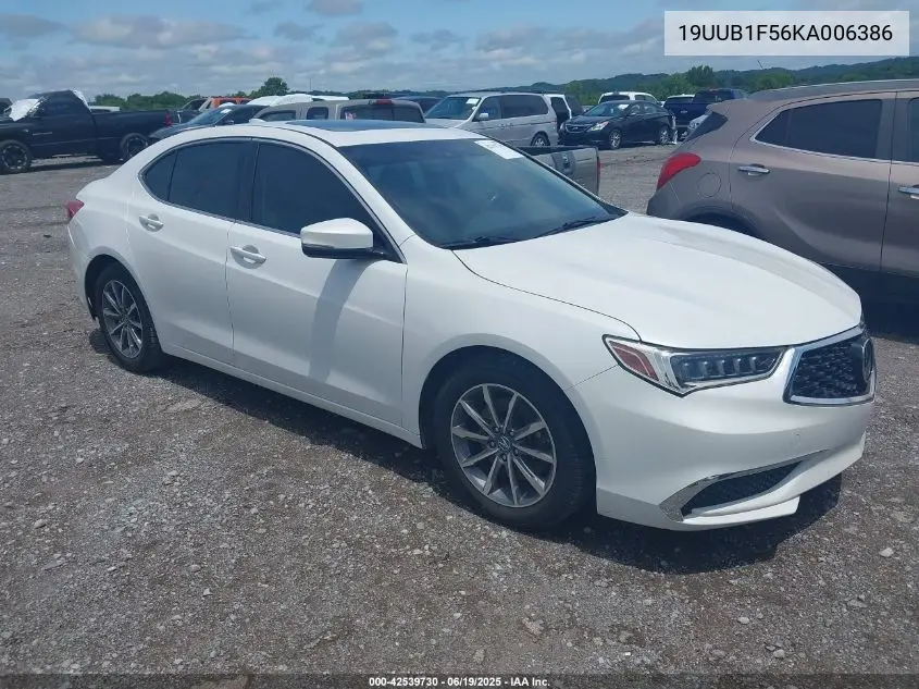 2019 Acura Tlx Tech Pkg VIN: 19UUB1F56KA006386 Lot: 42539730