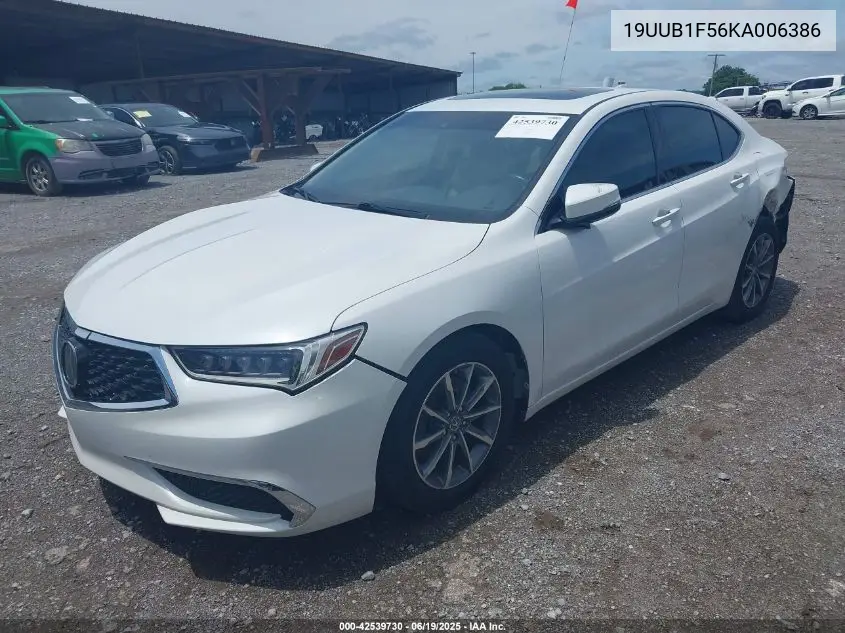 2019 Acura Tlx Tech Pkg VIN: 19UUB1F56KA006386 Lot: 42539730