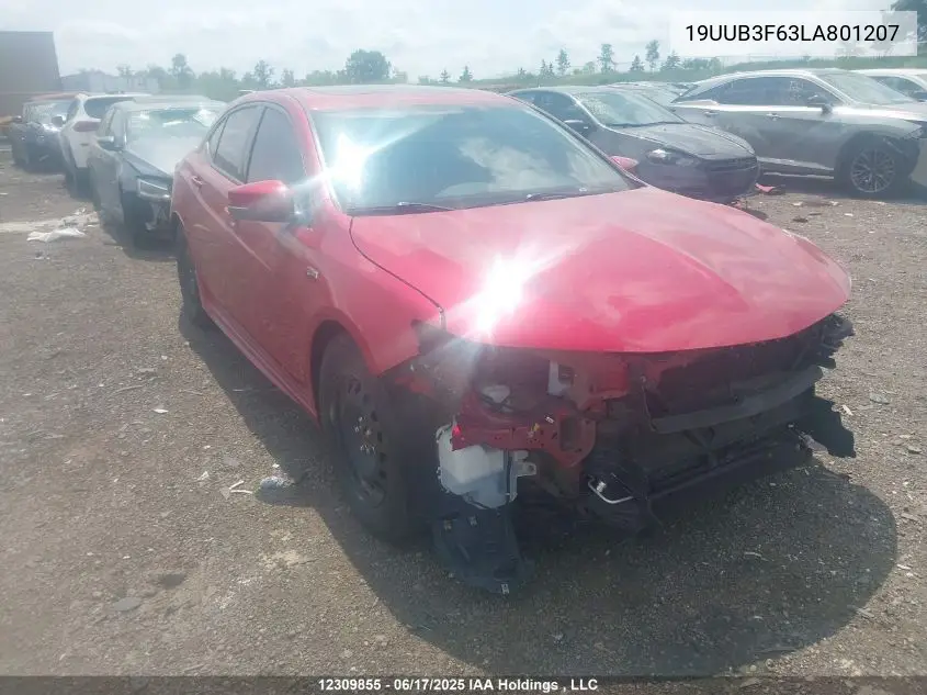 2020 Acura Tlx VIN: 19UUB3F63LA801207 Lot: 12309855