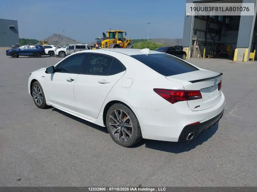 2020 Acura Tlx Elite/Elite A-Spec VIN: 19UUB3F81LA801076 Lot: 12332900