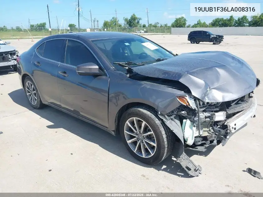 2020 Acura Tlx Standard VIN: 19UUB1F36LA008316 Lot: 42805346