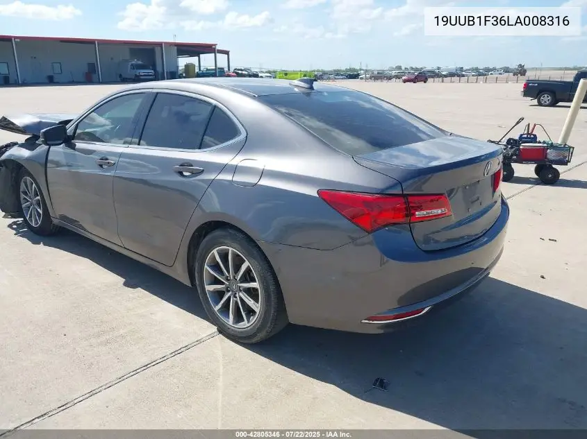 2020 Acura Tlx Standard VIN: 19UUB1F36LA008316 Lot: 42805346