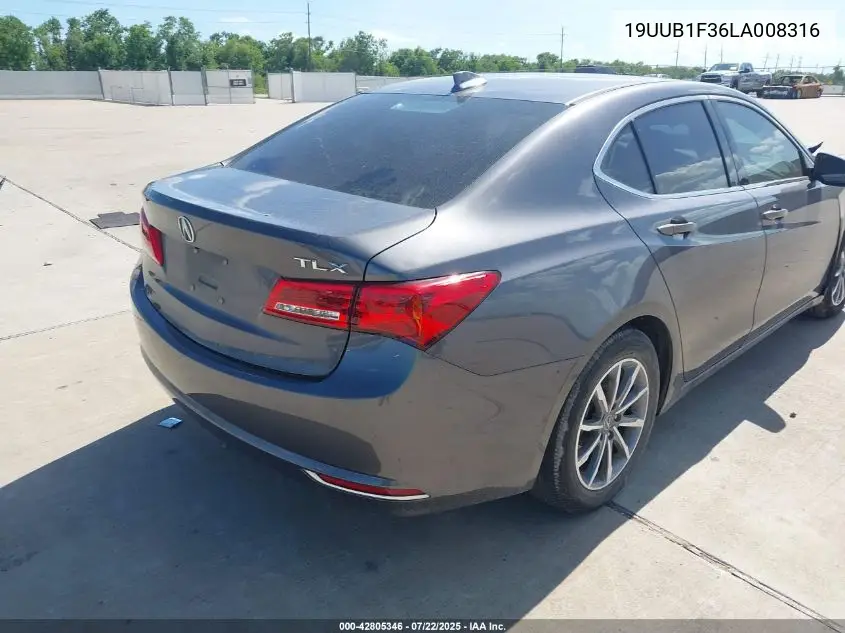 2020 Acura Tlx Standard VIN: 19UUB1F36LA008316 Lot: 42805346