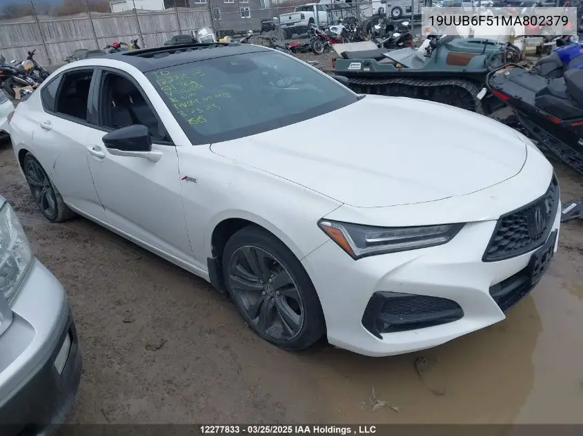 2021 Acura Tlx Tech A VIN: 19UUB6F51MA802379 Lot: 12277833