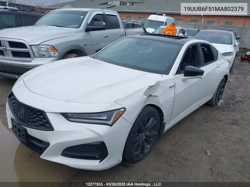 2021 Acura Tlx Tech A VIN: 19UUB6F51MA802379 Lot: 12277833