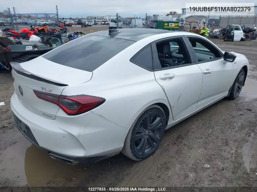 2021 Acura Tlx Tech A VIN: 19UUB6F51MA802379 Lot: 12277833