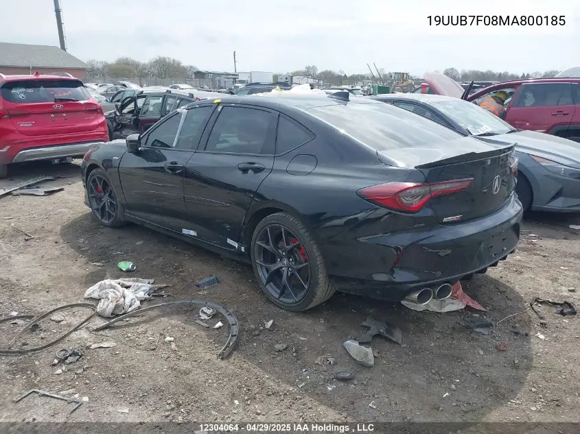 2021 Acura Tlx Type S VIN: 19UUB7F08MA800185 Lot: 12304064