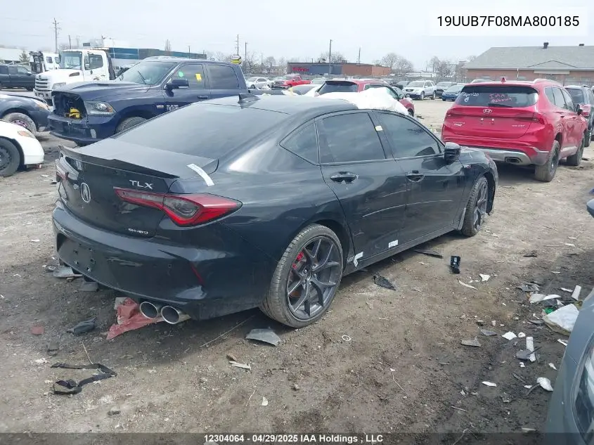2021 Acura Tlx Type S VIN: 19UUB7F08MA800185 Lot: 12304064