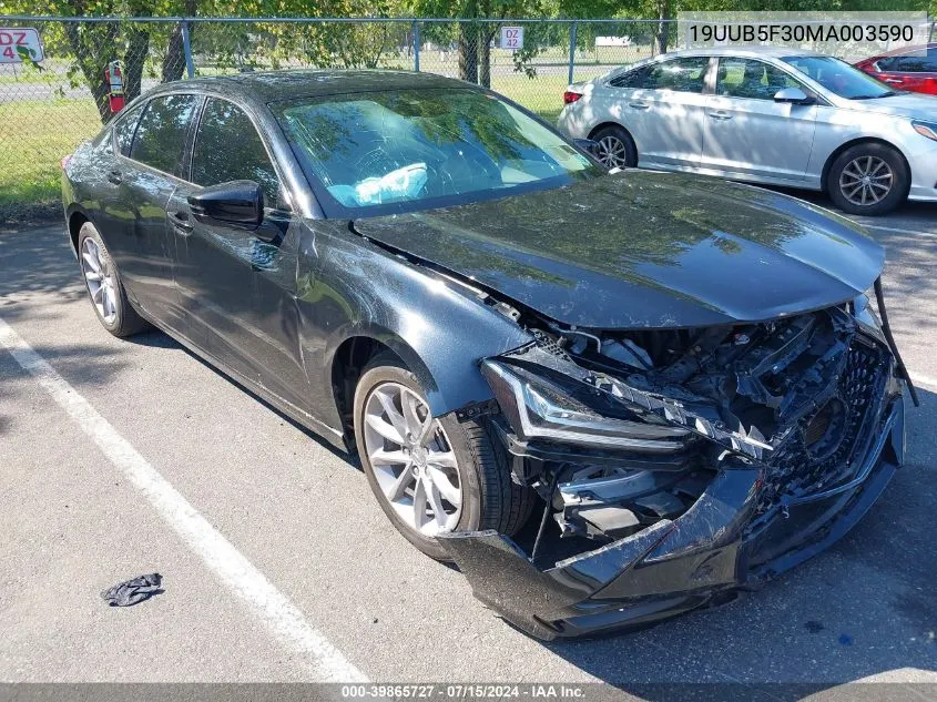 2021 Acura Tlx Standard VIN: 19UUB5F30MA003590 Lot: 39865727
