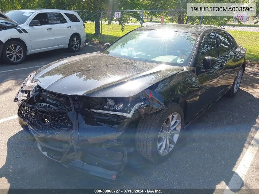 2021 Acura Tlx Standard VIN: 19UUB5F30MA003590 Lot: 39865727